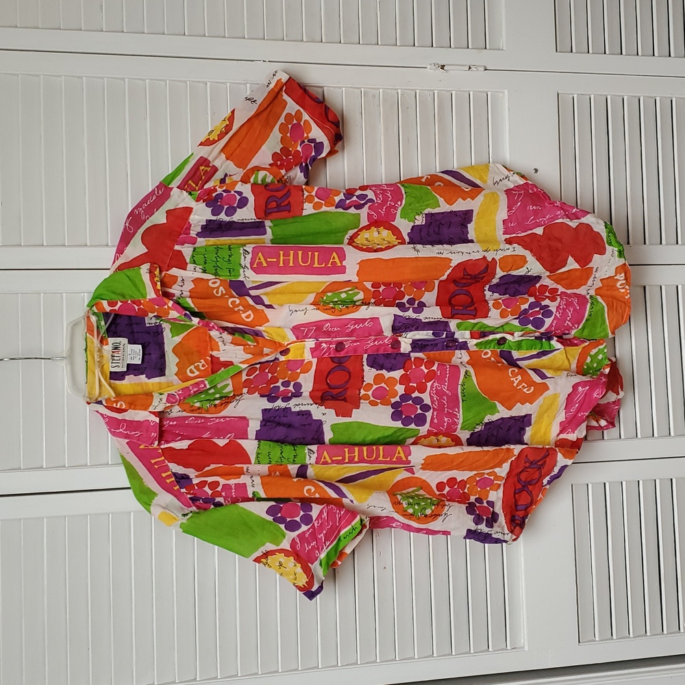 Vintage Stefano International Colorful Graphic Button Down Shirt - Picture 4 of 9